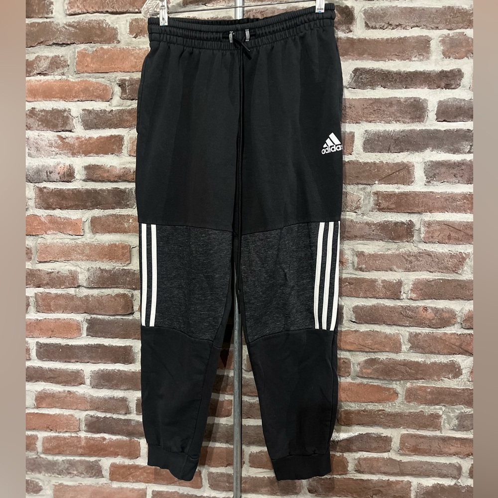 Adidas Mens Black Joggers With White Stripes Believe to be Size Small